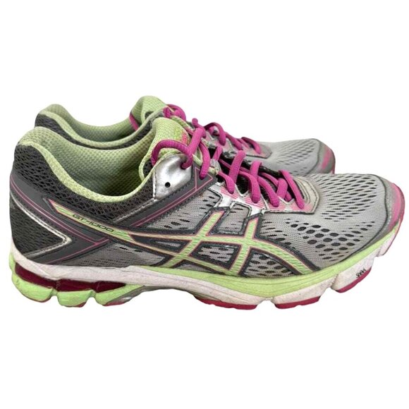 Asics GT-1000 Running Shoes Women 9.5 Pink Lime Green Sneakers Comfort Cushioned - Picture 2 of 10